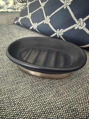 IDesign Ceramic and Steele Bar Soap Holder The New York Collection
